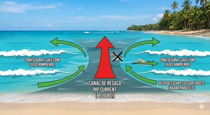 Diagrama de escape de una corriente de resaca