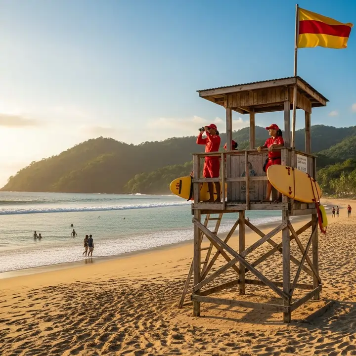 Salvavidas vigilando playa Costa Rica