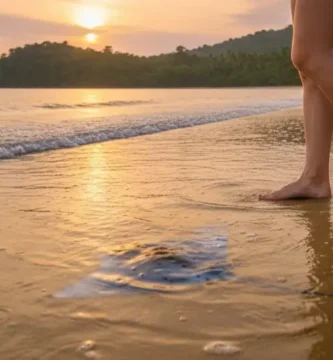 Paseando por la playa junto a una mantarraya