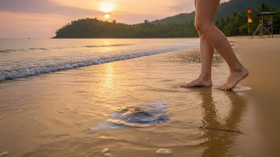 Paseando por la playa junto a una mantarraya